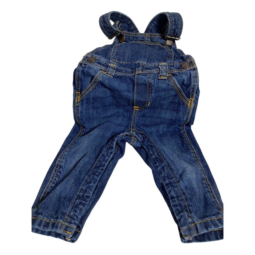Old Navy Denim Overalls Adjustable Straps‎ Pockets Dark Wash 12-18 M